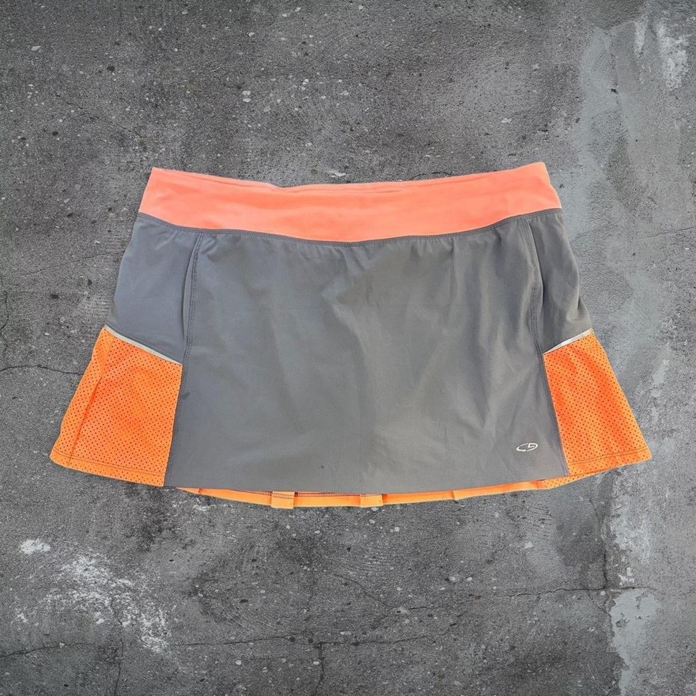 Champion athleticcore tennis skort sporty gym running pickleball gray orange XL